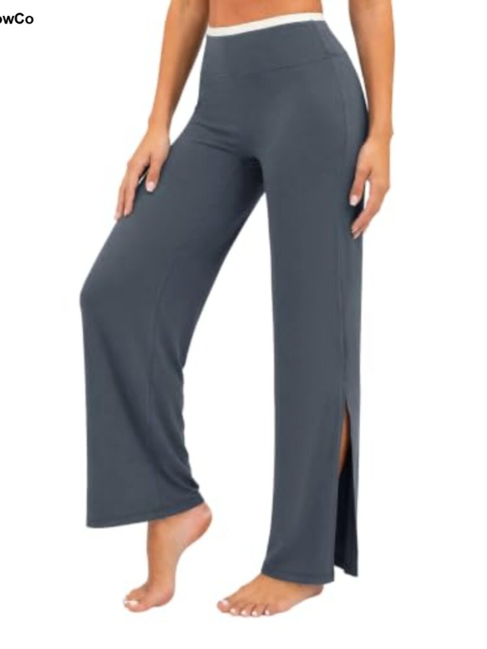 High Waisted Wide Leg Yoga Pants with Side Split Lounge Pants